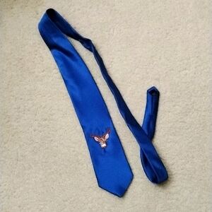 Blue Nicole Miller neck tie with deer embroidery